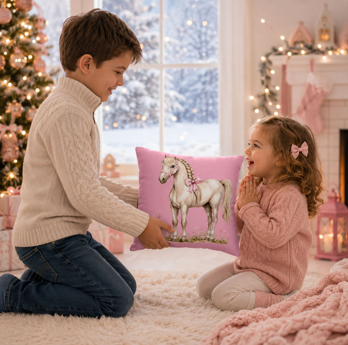 Pink Pony Throw Pillow