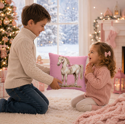 Pink Pony Throw Pillow