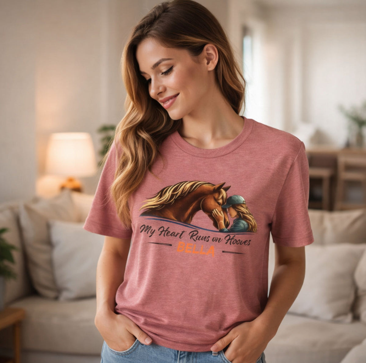 Personalized Heart Runs on Hooves T-Shirt – view 18