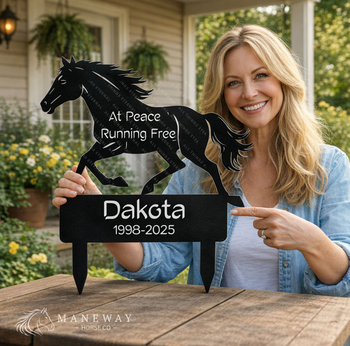 Dakota Galloping Horse Memorial Garden Sign – view 4