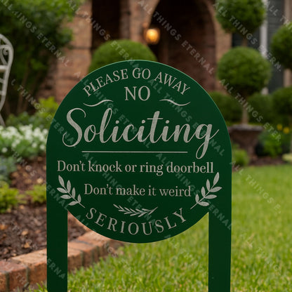 No Soliciting Metal Yard Sign – Modern Private Property Outdoor Decor