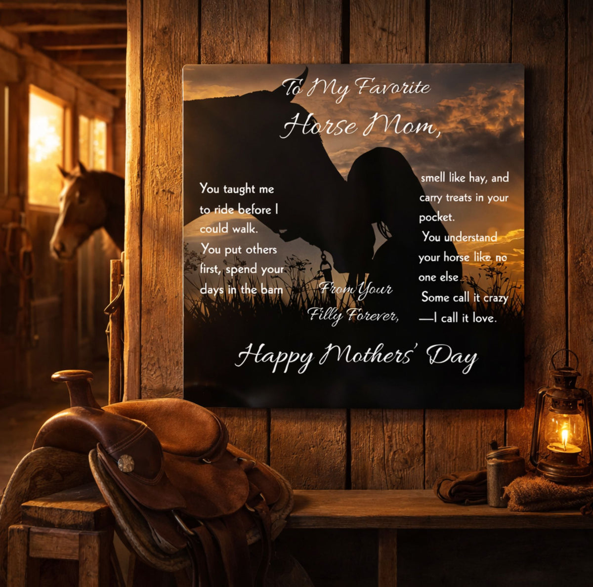 Favorite Horse Mom Silhouette Metal Print