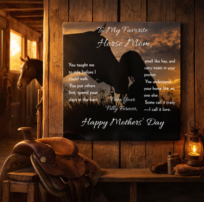 Favorite Horse Mom Silhouette Metal Print
