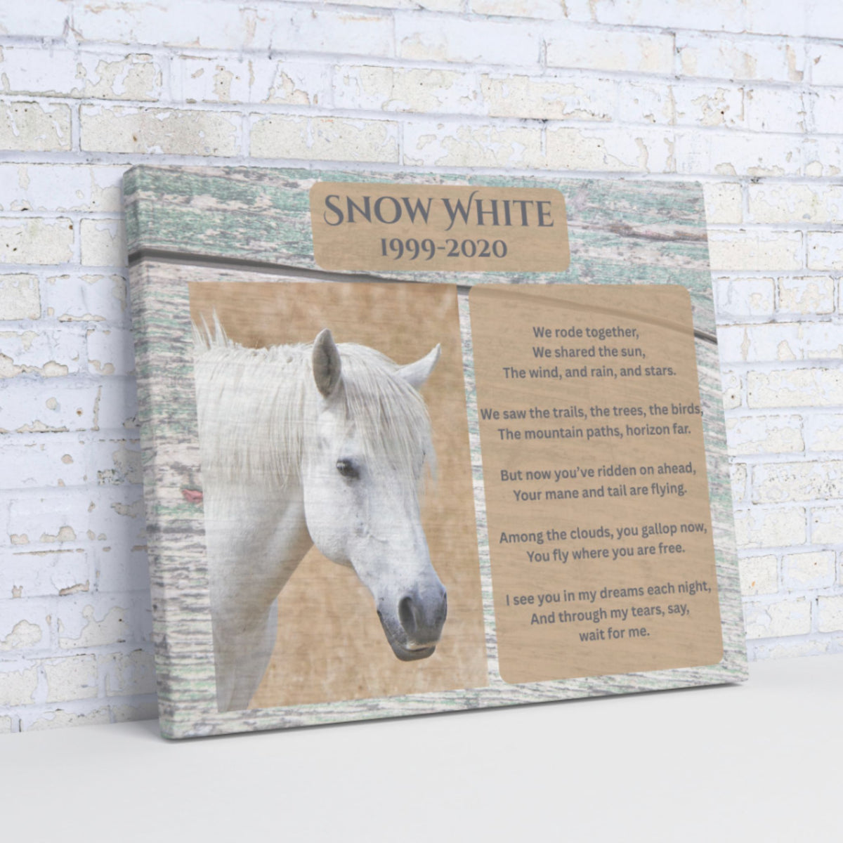 Snow White Horse Memorial Photo Canvas – view 5