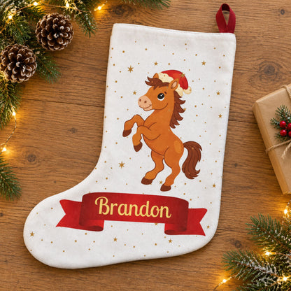 Personalized Festive Horse Christmas Stocking