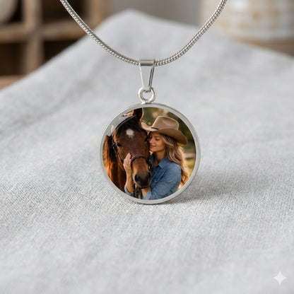Fly Free Horse Photo Round Necklace – view 5