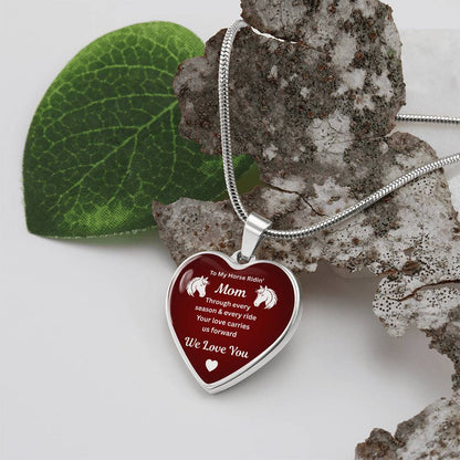 Horse Ridin Mom Heart Pendant Necklace – view 12