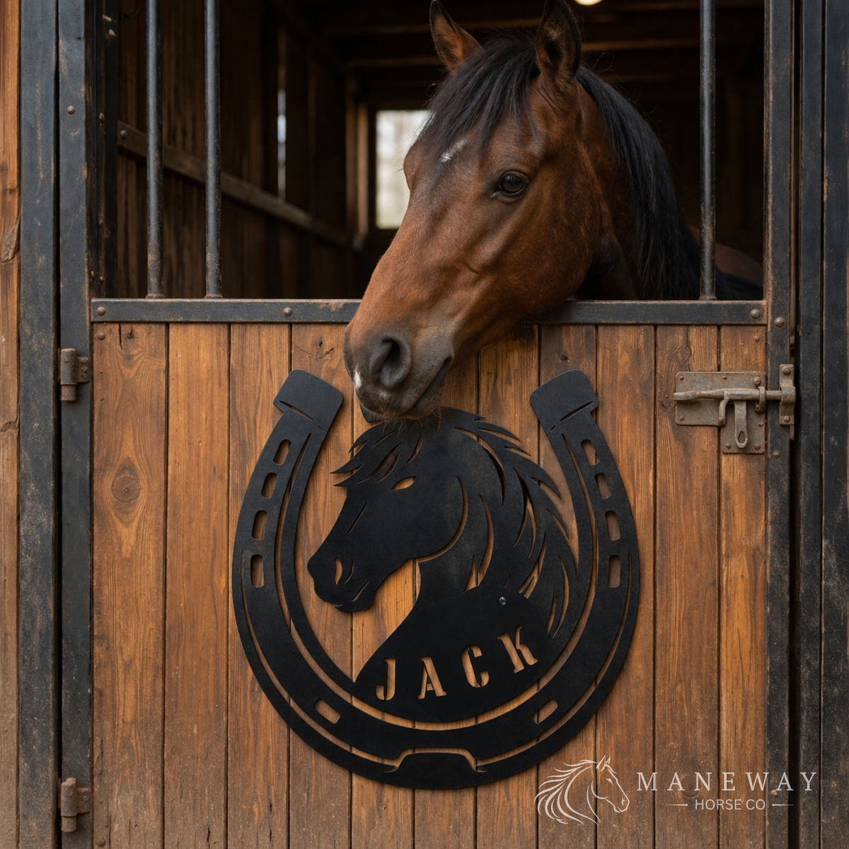 Horseshoe Personalized Stall Sign – view 2
