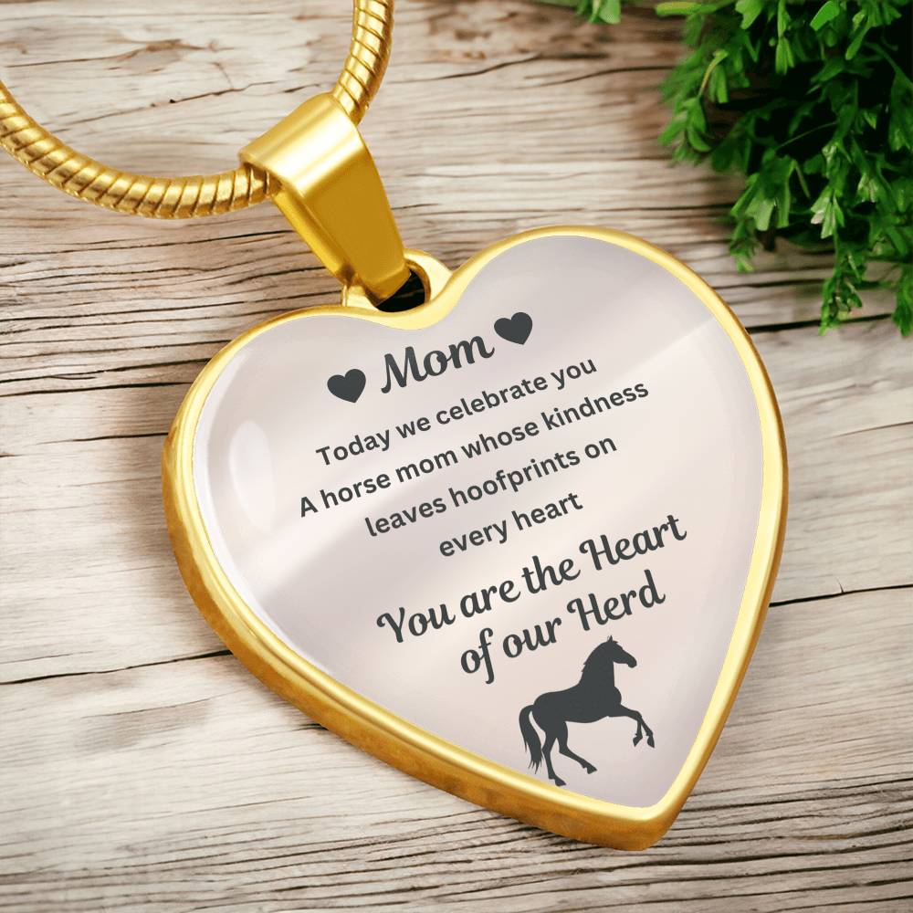 Horse Mom Necklace Gift for Mom – Custom Name Pendant You Are The Heart Of Our Herd – view 10