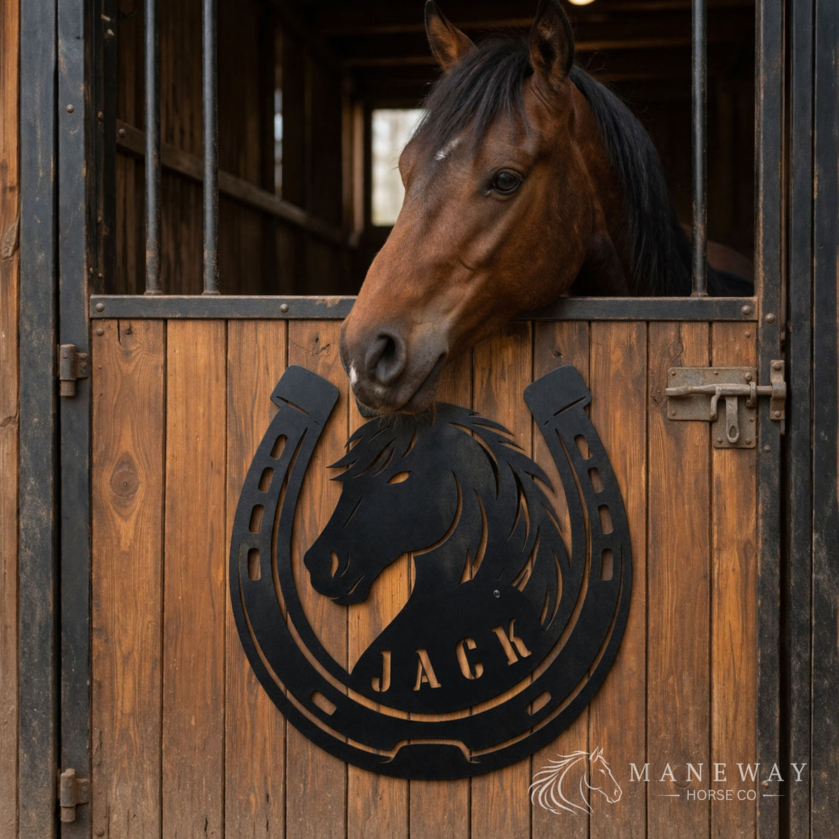 Horseshoe Metal Stall Sign – view 2