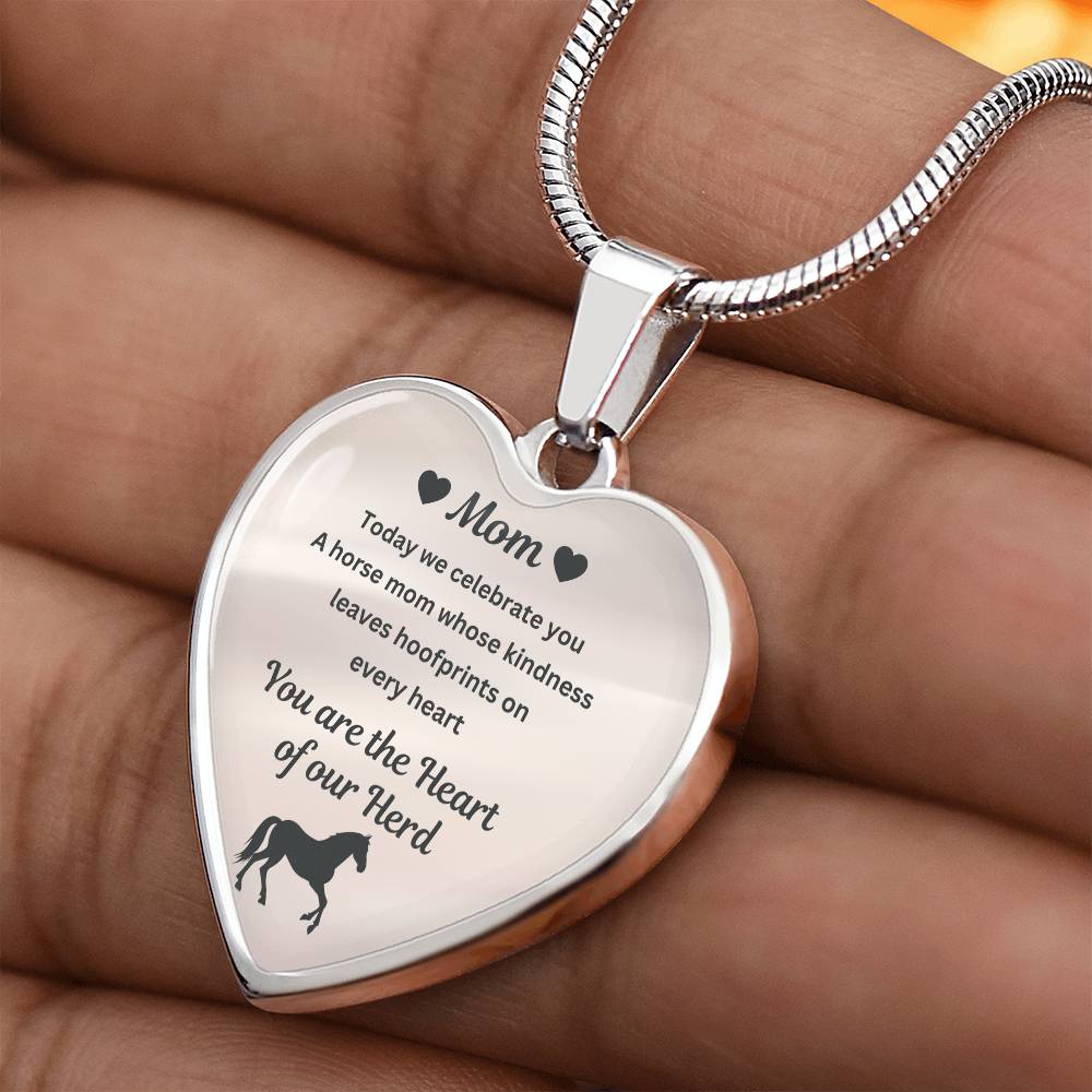 Horse Mom Necklace Gift for Mom – Custom Name Pendant You Are The Heart Of Our Herd – view 6