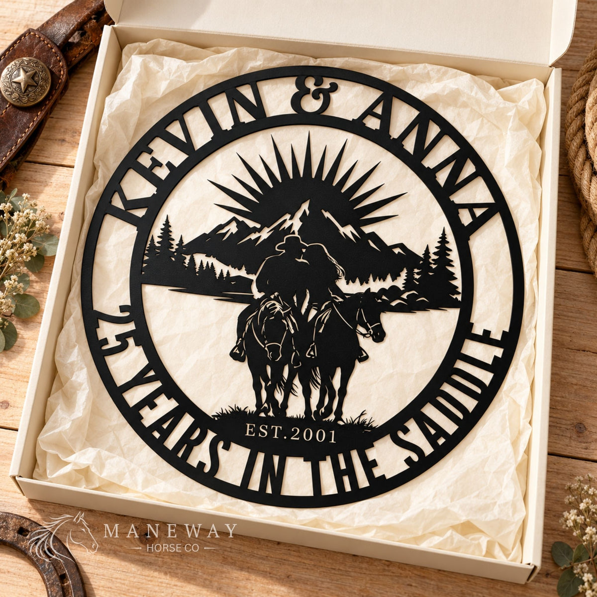 Couple Horse Ranch Metal Sign – view 5