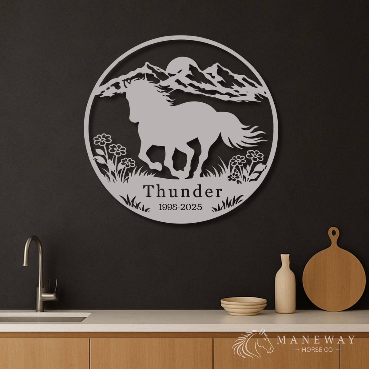 Thunder Round Metal Memorial Stall Sign – view 5