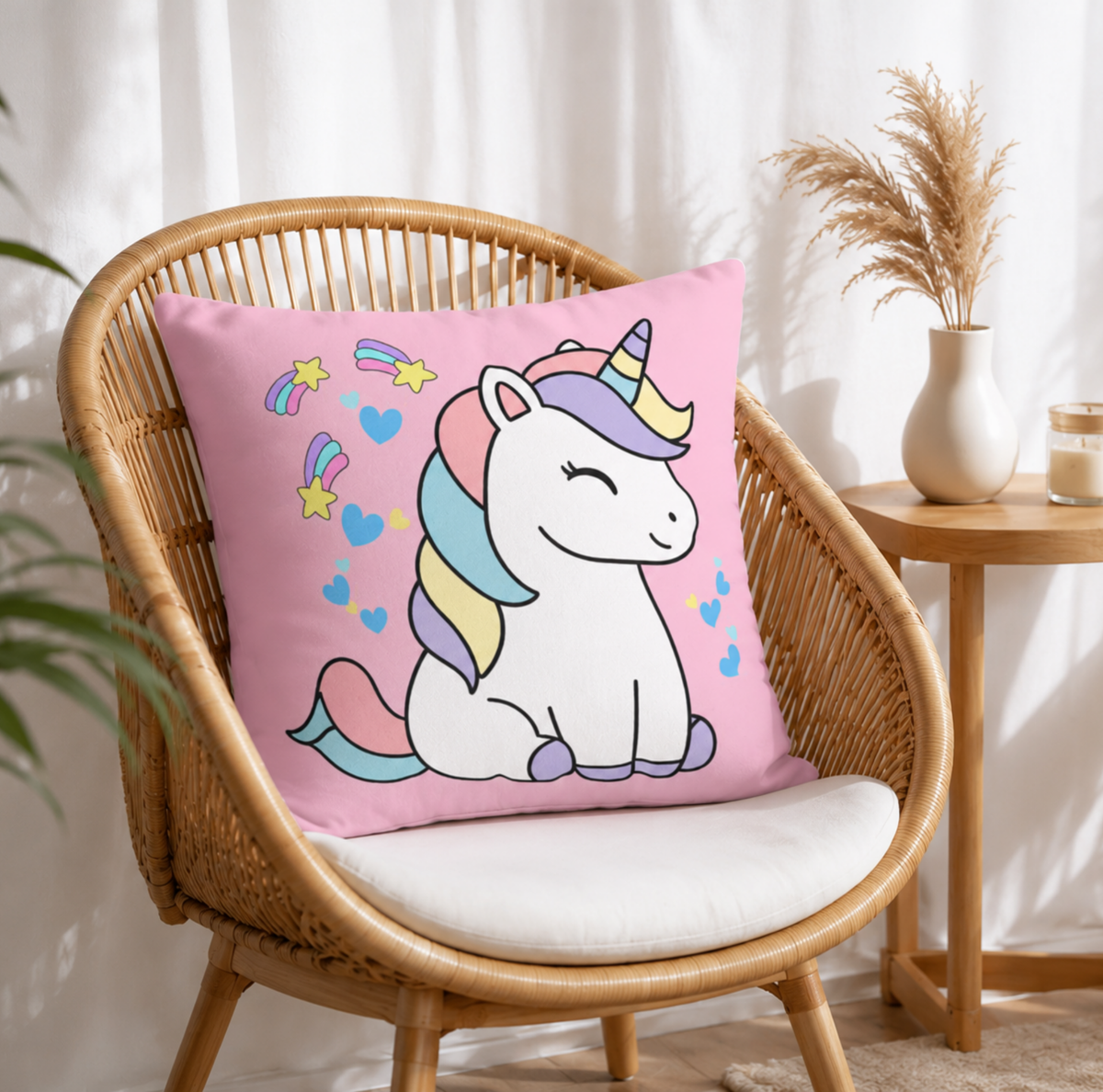 Sleepy Pastel Unicorn Throw Pillowcase
