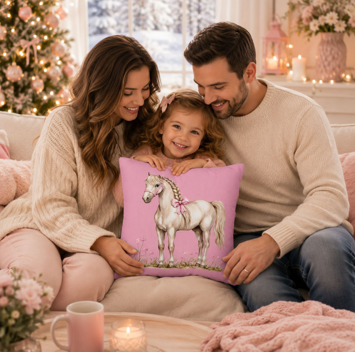 Pink Pony Throw Pillow