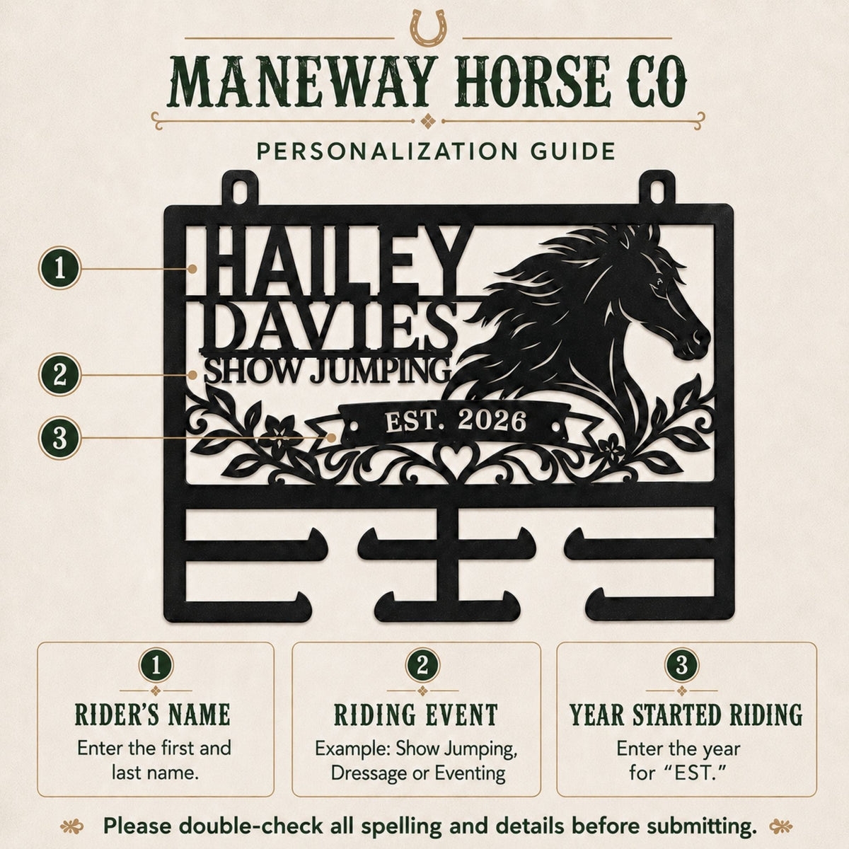Personalized Equestrian Ribbon Holder Metal Sign