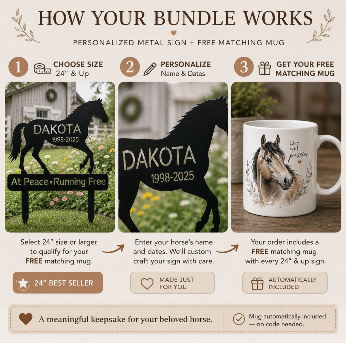 Horse Memorial Garden Sign + FREE Mug – view 4