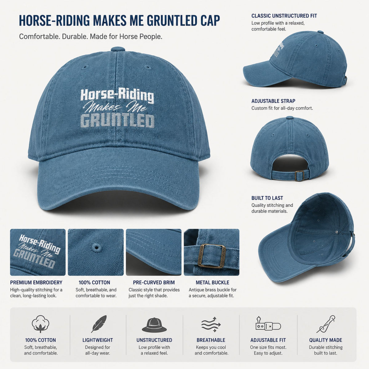 Horse Riding Makes Me Grounded Cap – view 6