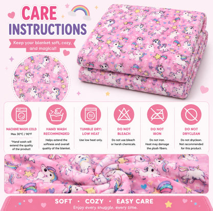 Pink Unicorn Velveteen Plush  Blanket
