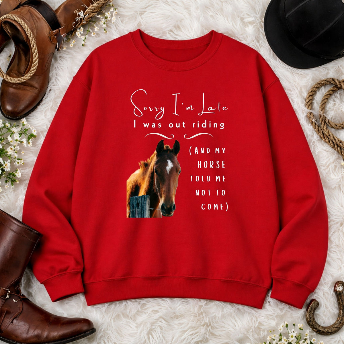 Sorry I'm Late Horse Riding Sweatshirt – view 9