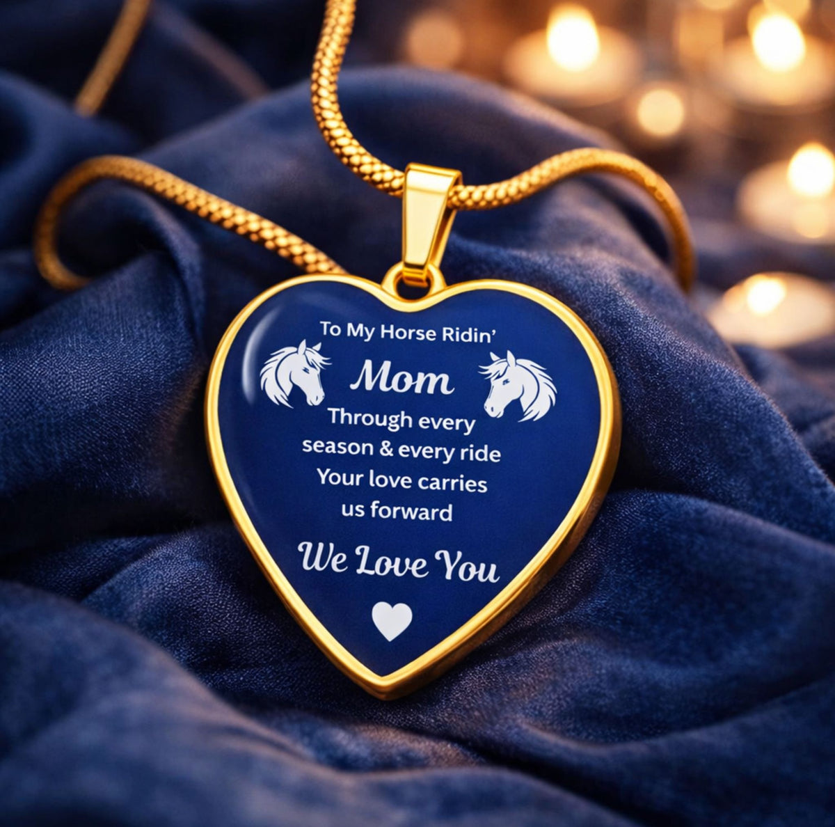 Horse Ridin Mom Heart-Shaped Necklace