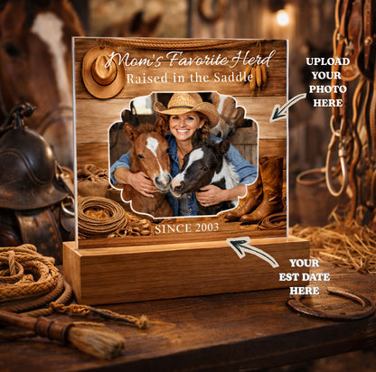 Mom's Favorite Herd Raised in the Saddle Photo Plaque – Personalized Gift for Horse Lovers – view 5