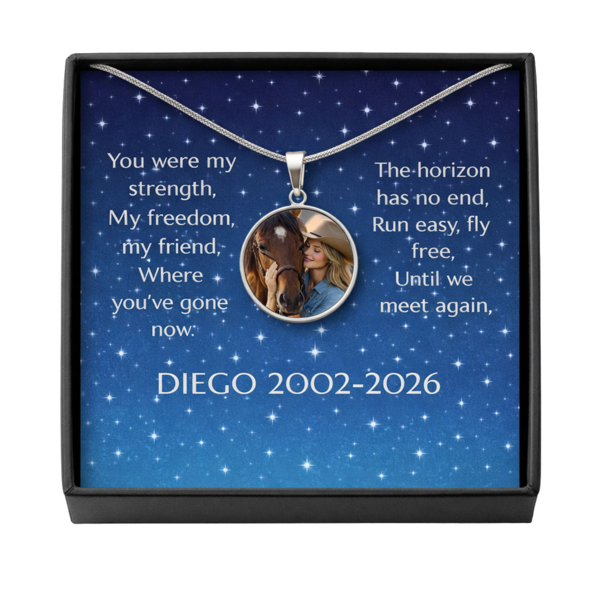 Fly Free Horse Photo Round Necklace – view 6