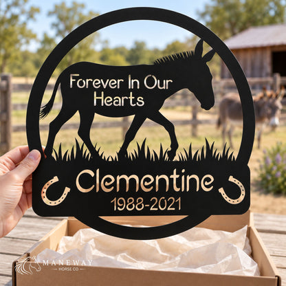 Clementine Donkey Memorial Metal Wall Sign