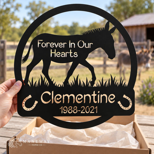 Clementine Donkey Memorial Metal Wall Sign