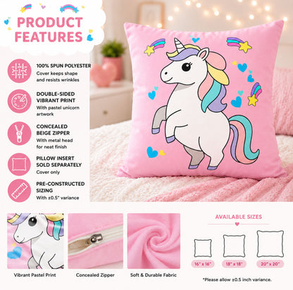 Prancing Unicorn Pillow Cover