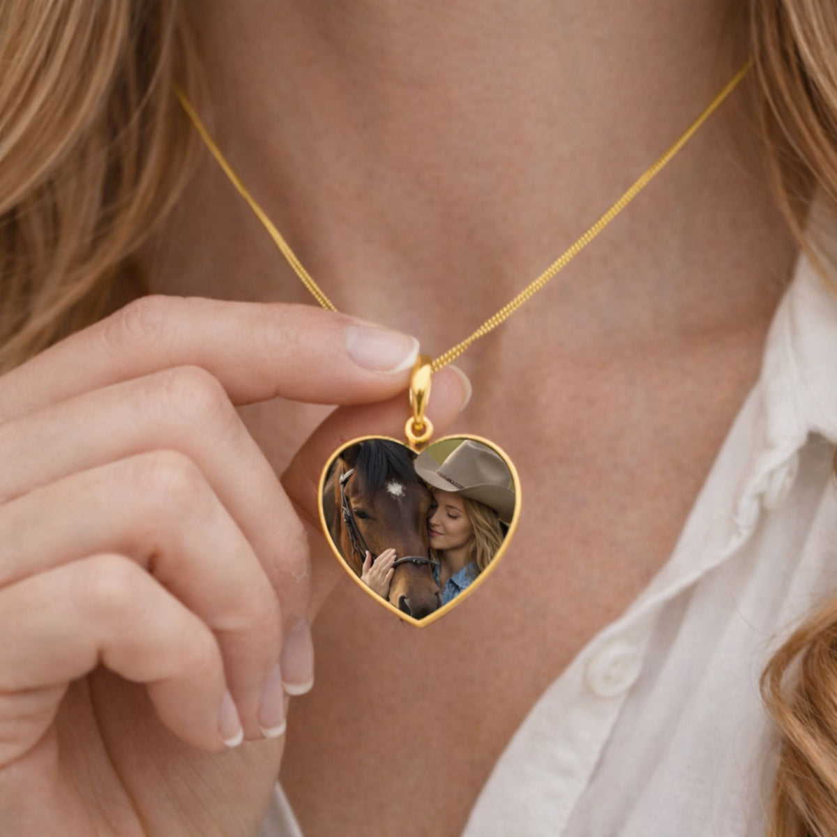 Endless Horizon Horse Photo Heart Necklace – view 5