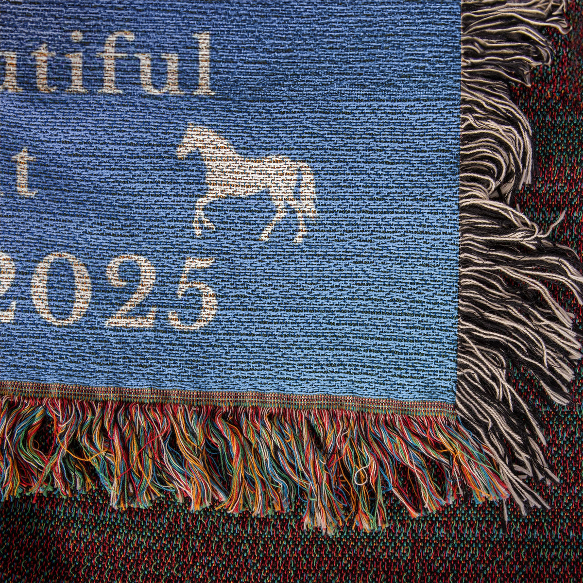 Personalized Horse Photo Woven Blanket with Name & Est Date – view 4