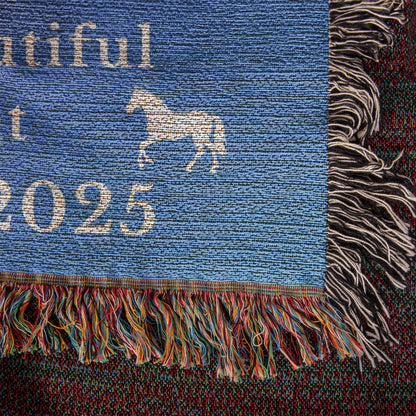 Personalized Horse Photo Woven Blanket with Name & Est Date – view 4