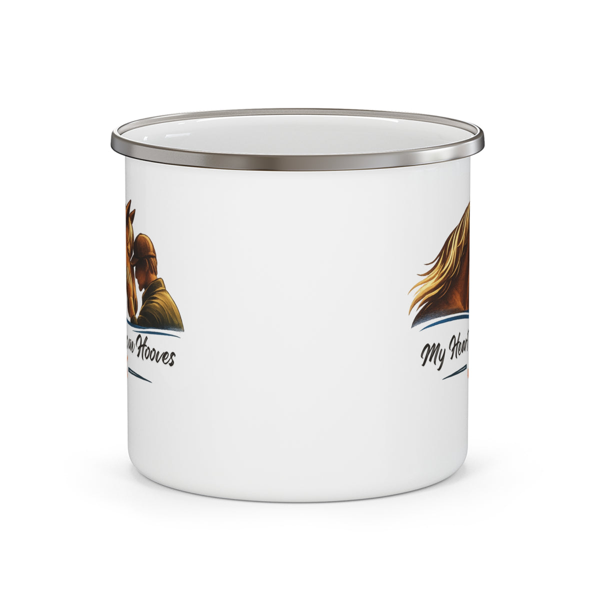 Heart Runs on Hooves Male Enamel Mug – view 7