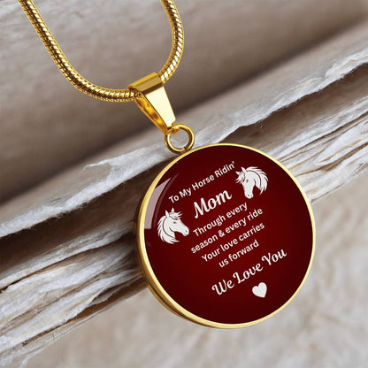 Horse Ridin Mom Round Pendant Necklace – view 5
