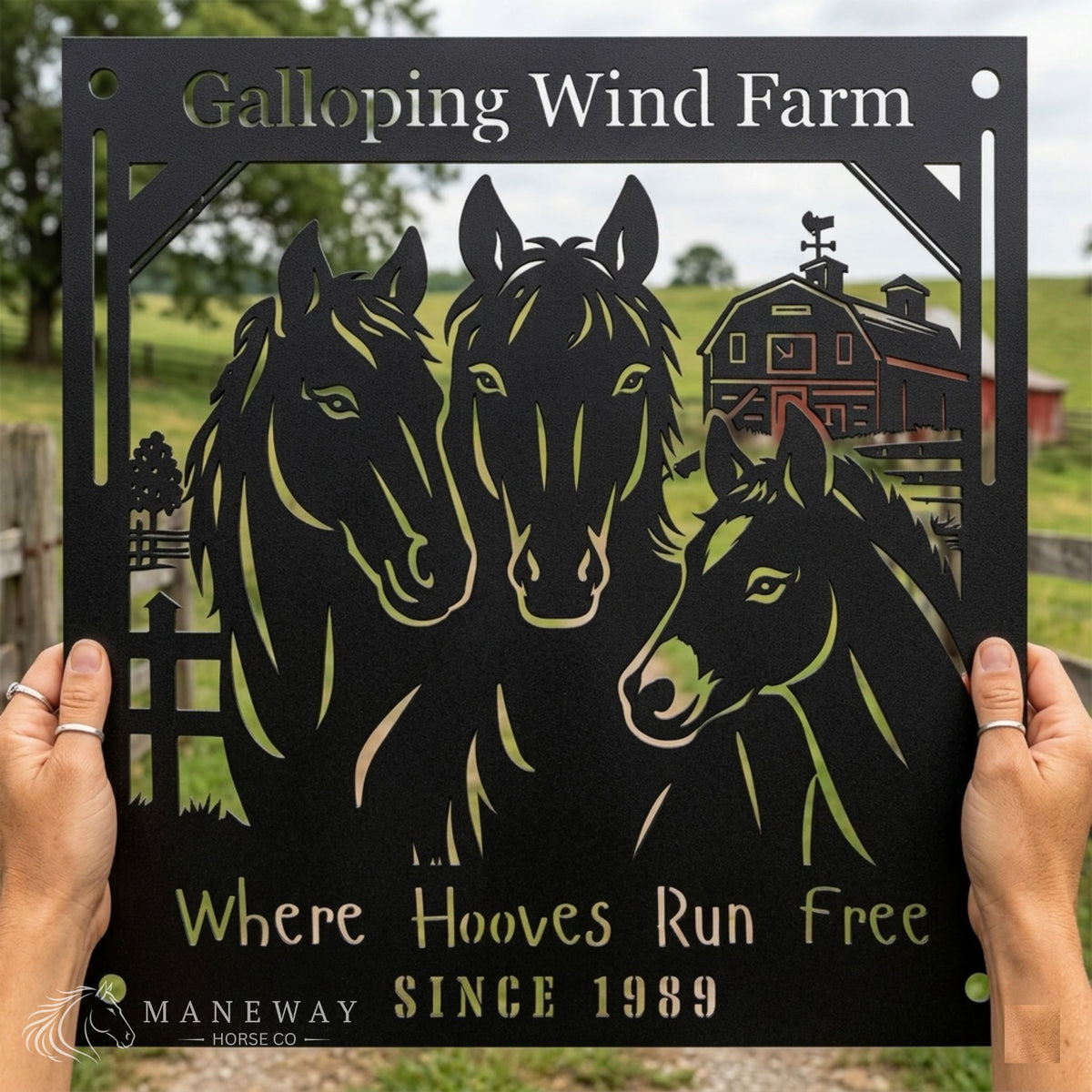 Galloping Horse Wind Ranch Metal Wall Sign – view 3