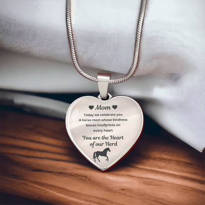 Horse Mom Necklace Gift for Mom – Custom Name Pendant You Are The Heart Of Our Herd – view 3