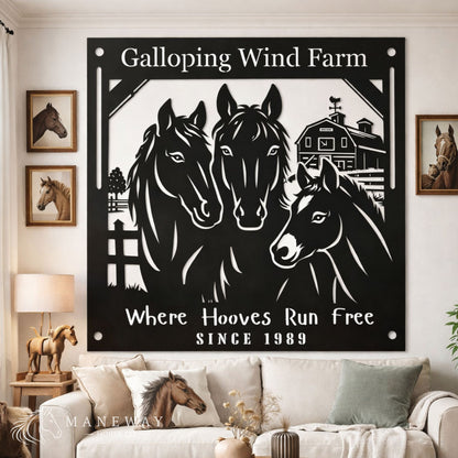 Galloping Horse Wind Ranch Metal Wall Sign – view 5