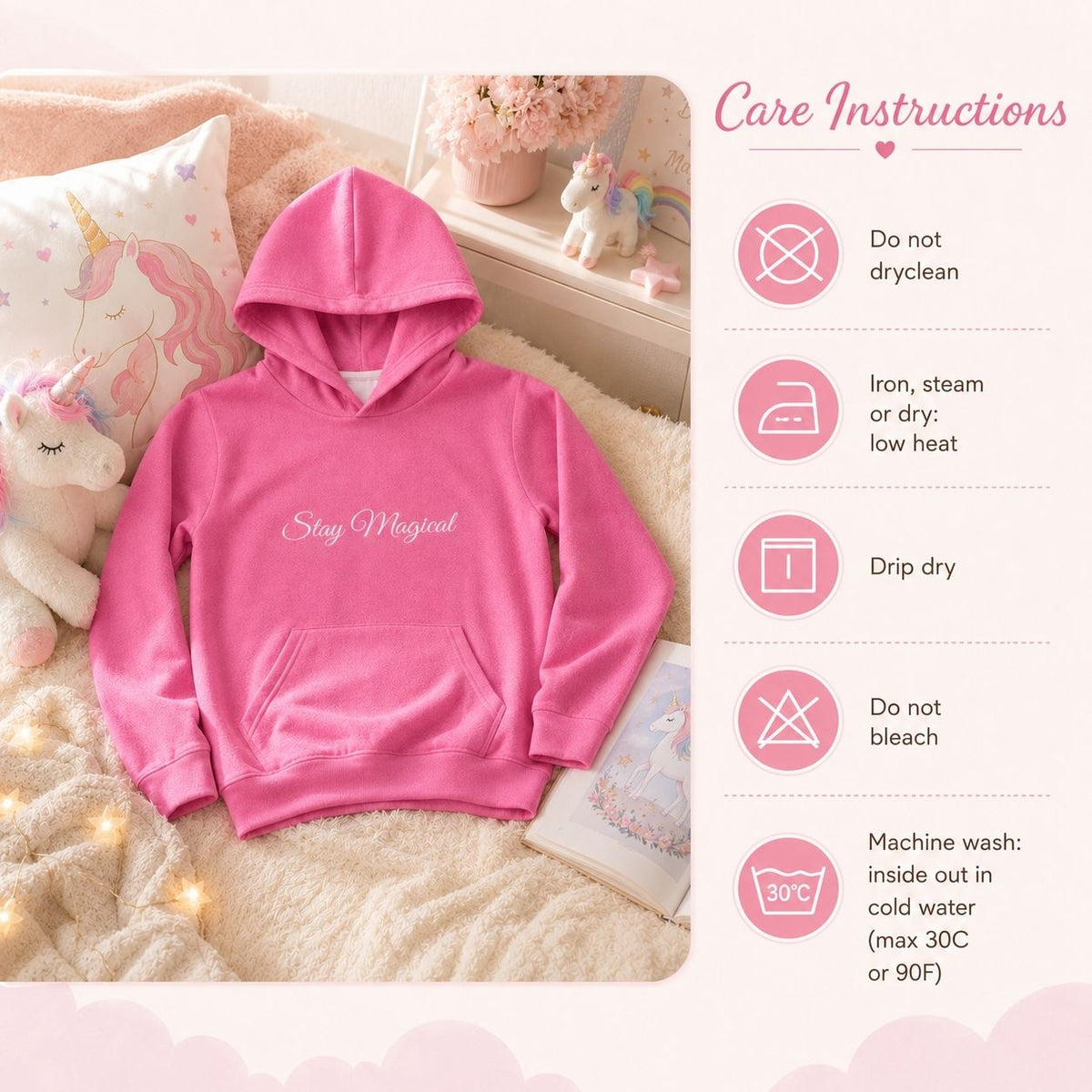 Stay Magical Pink Kids’ Hoodie