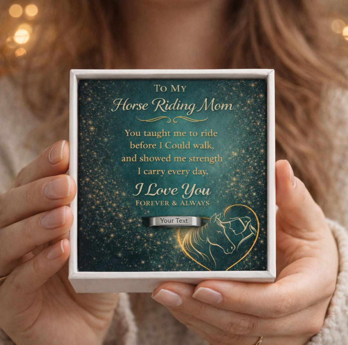 Horse Riding Mom Engraved Ring – view 4