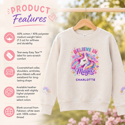 Believe in Magic Personalized Unicorn Sweatshirt