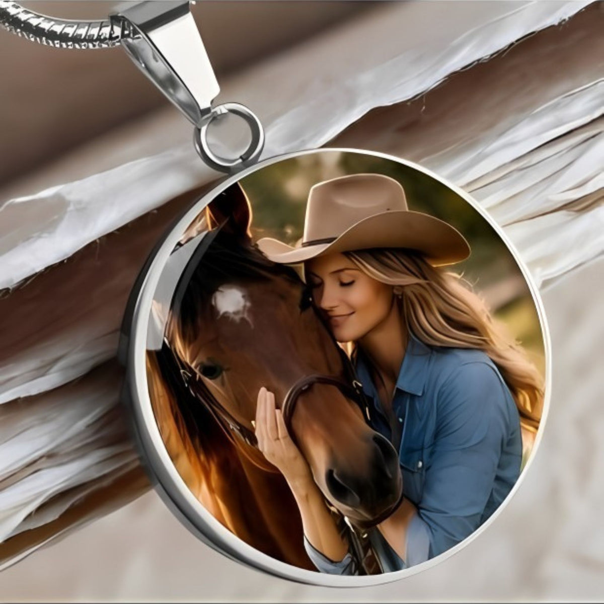 Personalized Horse Memorial Photo Circle Necklace – Remembrance Gift for Horse Lovers – view 6