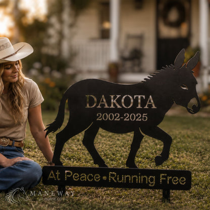 Walking Donkey Memorial Metal Garden Sign