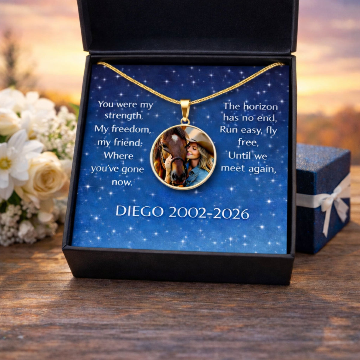 Fly Free Horse Photo Round Necklace – view 7