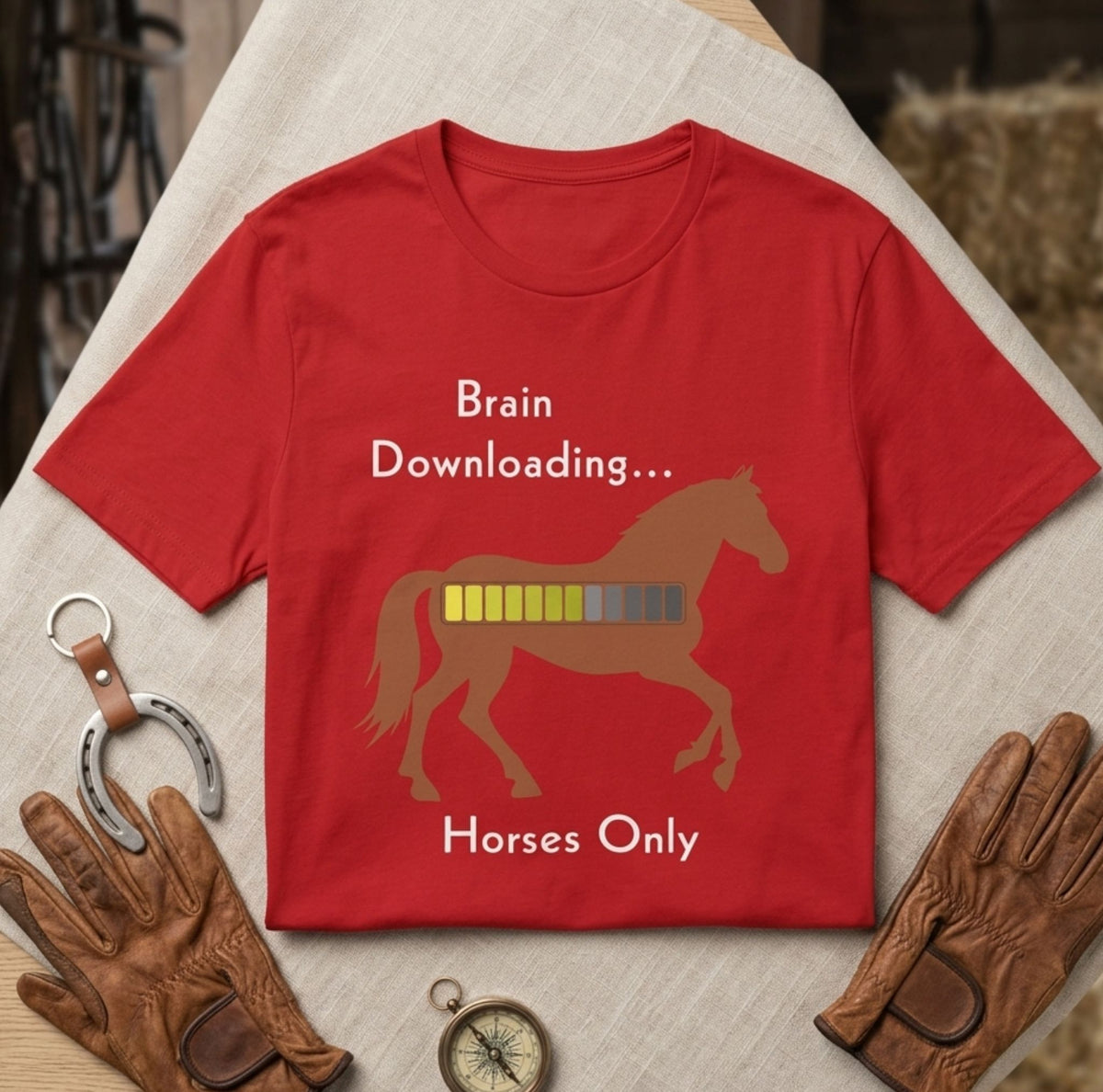 Brain Downloading Horses T-Shirt – view 7