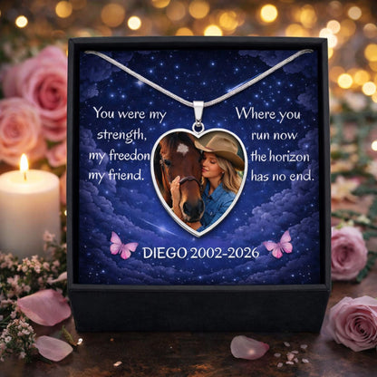 Butterfly Horizon Horse Photo Heart Necklace – view 6