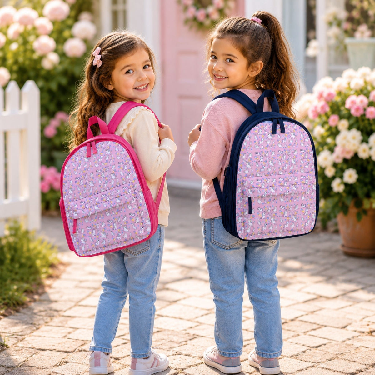 Pastel Unicorn Kids’ Backpack — Pink Trim