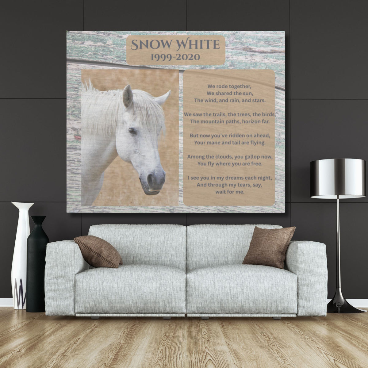 Snow White Horse Memorial Photo Canvas – view 7