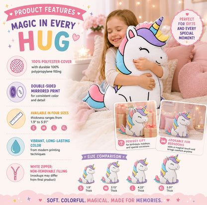 Rainbow Magical Unicorn Shaped Pillow