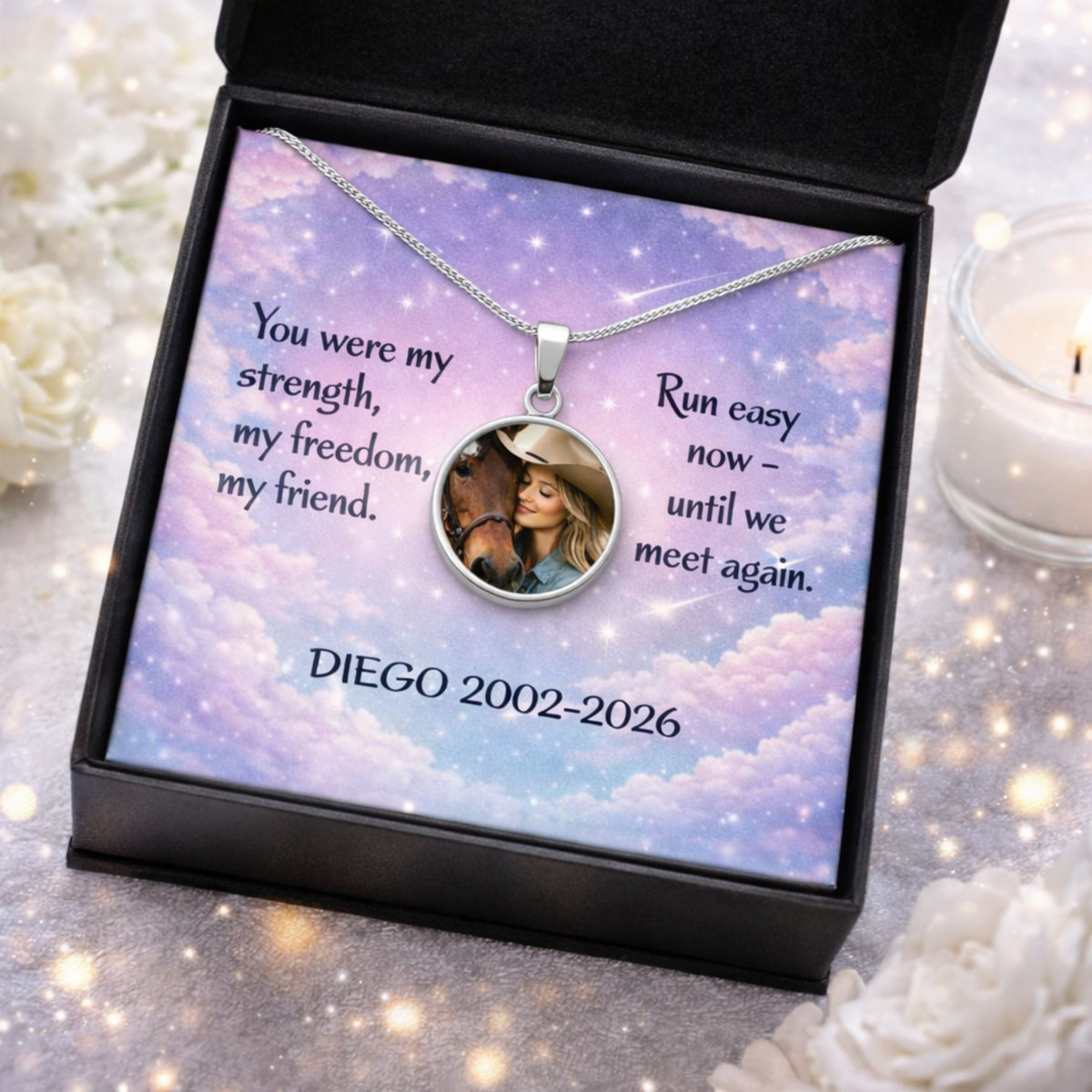 Run Easy Horse Photo Round Necklace – view 6